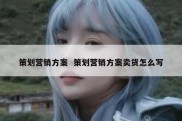 策划营销方案  策划营销方案卖货怎么写