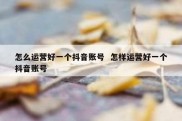 怎么运营好一个抖音账号  怎样运营好一个抖音账号