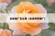 企业推广怎么做（企业如何推广）