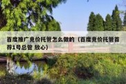 百度推广竞价托管怎么做的（百度竞价托管首荐1号总管 放心）
