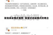 裂变商业模式案例  裂变式创业模式的理念