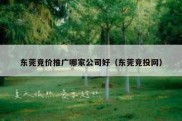 东莞竞价推广哪家公司好（东莞竞投网）