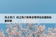 抖上热门  抖上热门有用点赞评论还是粉丝量好些