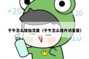 千牛怎么增加流量（千牛怎么提升访客量）