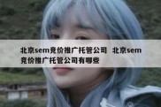 北京sem竞价推广托管公司  北京sem竞价推广托管公司有哪些
