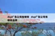 dsp广告公司有哪些  dsp广告公司有哪些品牌