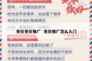竞价竞价推广  竞价推广怎么入门
