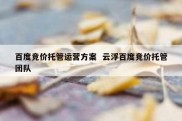 百度竞价托管运营方案  云浮百度竞价托管团队