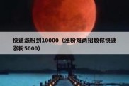 快速涨粉到10000（涨粉难两招教你快速涨粉5000）