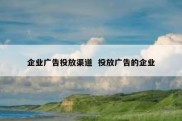 企业广告投放渠道  投放广告的企业