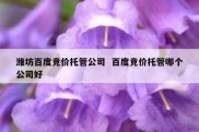 潍坊百度竞价托管公司  百度竞价托管哪个公司好