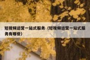 短视频运营一站式服务（短视频运营一站式服务有哪些）