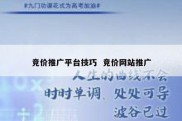竞价推广平台技巧  竞价网站推广