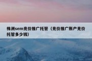 株洲sem竞价推广托管（竞价推广账户竞价托管多少钱）