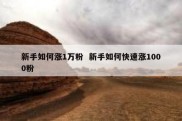 新手如何涨1万粉  新手如何快速涨1000粉