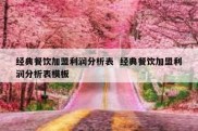经典餐饮加盟利润分析表  经典餐饮加盟利润分析表模板