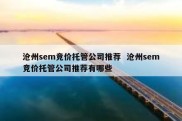 沧州sem竞价托管公司推荐  沧州sem竞价托管公司推荐有哪些