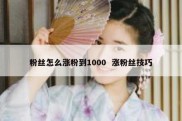 粉丝怎么涨粉到1000  涨粉丝技巧