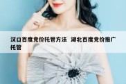 汉口百度竞价托管方法  湖北百度竞价推广托管