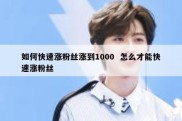如何快速涨粉丝涨到1000  怎么才能快速涨粉丝