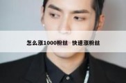 怎么涨1000粉丝  快速涨粉丝