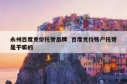 永州百度竞价托管品牌  百度竞价账户托管是干嘛的