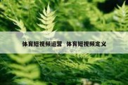 体育短视频运营  体育短视频定义