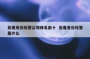 百度竞价托管公司排名前十  百度竞价托管是什么