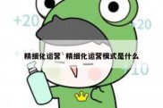 精细化运营  精细化运营模式是什么