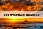 海南知名的抖音号代运营  抖音海南分公司