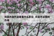 抖音内容代运营是什么职位  抖音代运营的作用