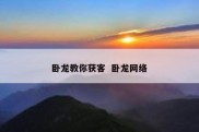 卧龙教你获客  卧龙网络