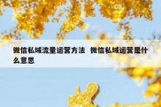 微信私域流量运营方法  微信私域运营是什么意思