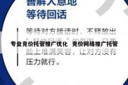 专业竞价托管推广优化  竞价网络推广托管