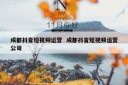 成都抖音短视频运营  成都抖音短视频运营公司