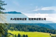 大v短视频运营  短视频运营公司
