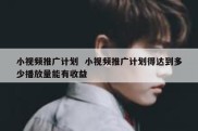 小视频推广计划  小视频推广计划得达到多少播放量能有收益