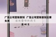 广告公司营销策划  广告公司营销策划主要负责