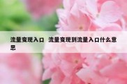 流量变现入口  流量变现到流量入口什么意思