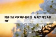 财务行业如何做抖音引流  财务公司怎么做推广