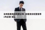 沧州百度竞价托管公司  百度竞价托管首荐1号总管 放心
