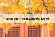 活跃账号提升（账号活跃度是什么意思）