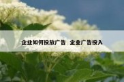 企业如何投放广告  企业广告投入