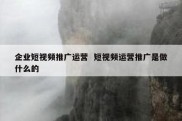 企业短视频推广运营  短视频运营推广是做什么的