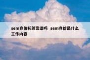 sem竞价托管靠谱吗  sem竞价是什么工作内容