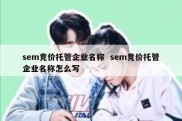 sem竞价托管企业名称  sem竞价托管企业名称怎么写