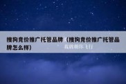 搜狗竞价推广托管品牌（搜狗竞价推广托管品牌怎么样）