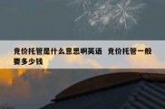 竞价托管是什么意思啊英语  竞价托管一般要多少钱