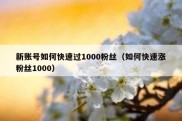 新账号如何快速过1000粉丝（如何快速涨粉丝1000）