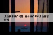 竞价搜索推广托管  竞价推广账户竞价托管好吗
